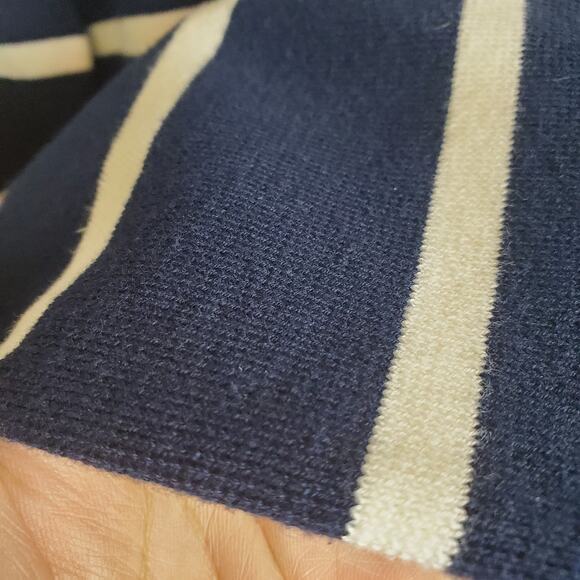 Chaps Navy Striped Zip Jacket Gold Button Nautical Blazer Style Women L Preppy - Picture 5 of 8